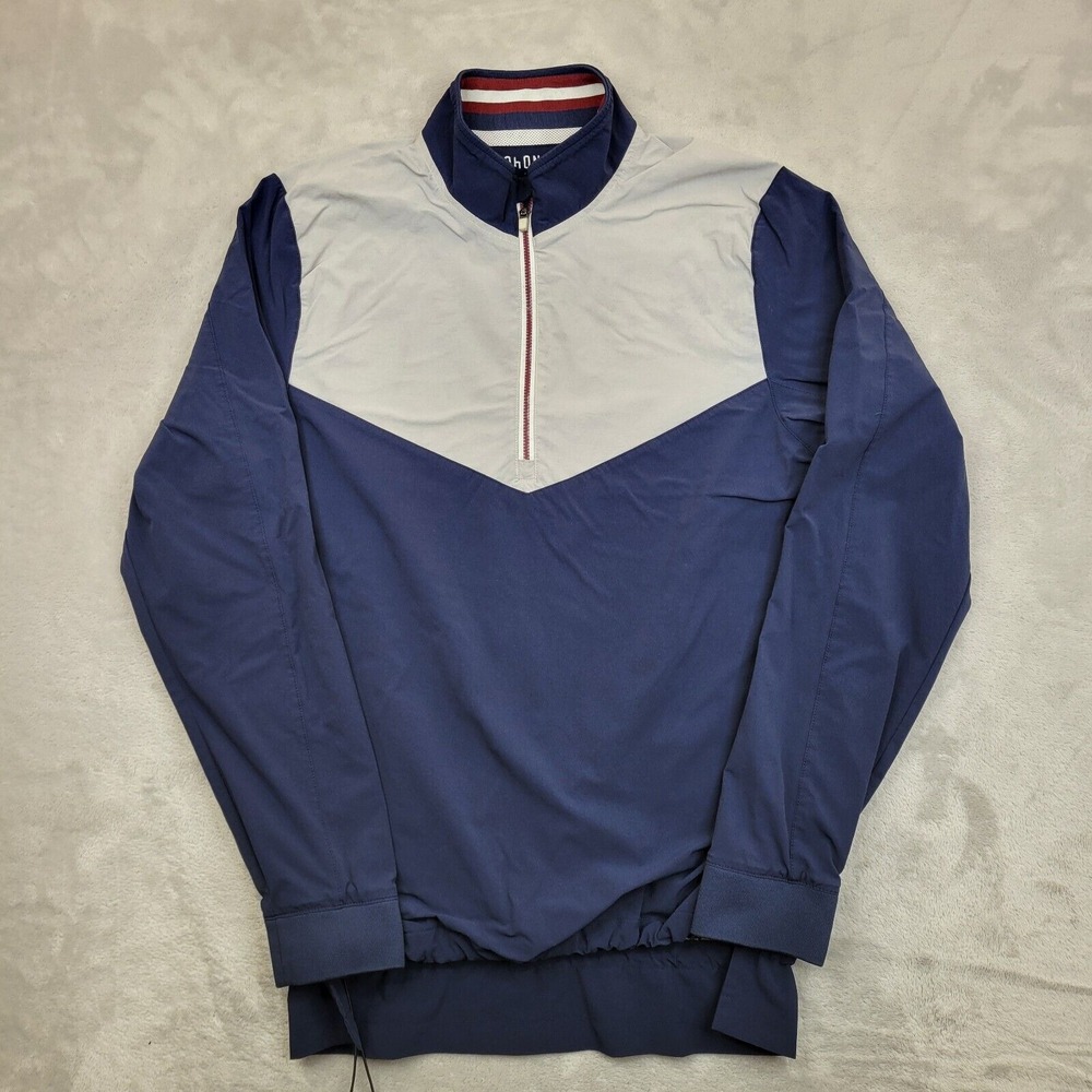 Rhone Jacket Men Medium Pullover Windbreaker Golf Rain Coat Blue Grey Adult